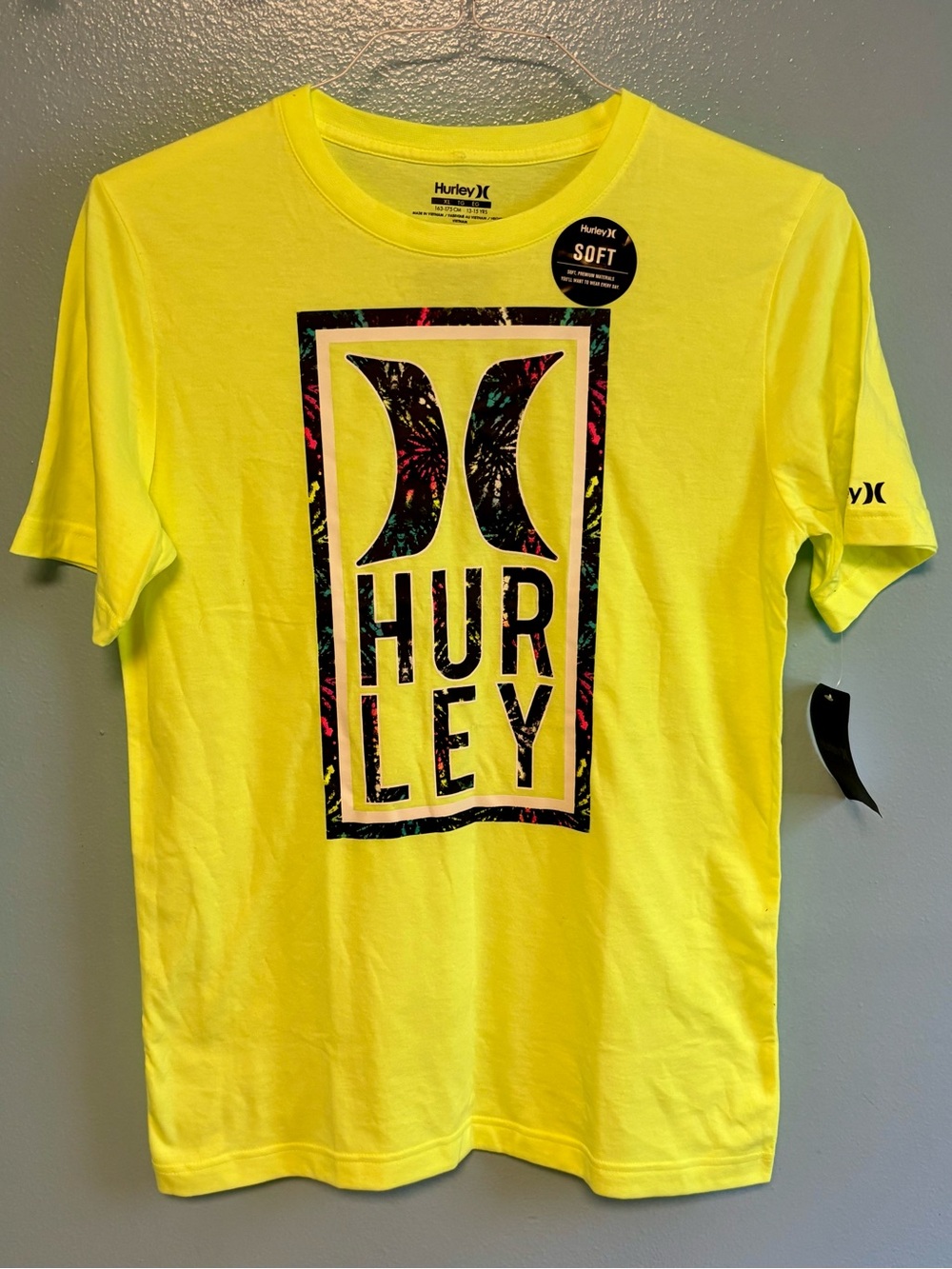 Hurley Neon Yellow Graphic Logo Short Sleeve Tee